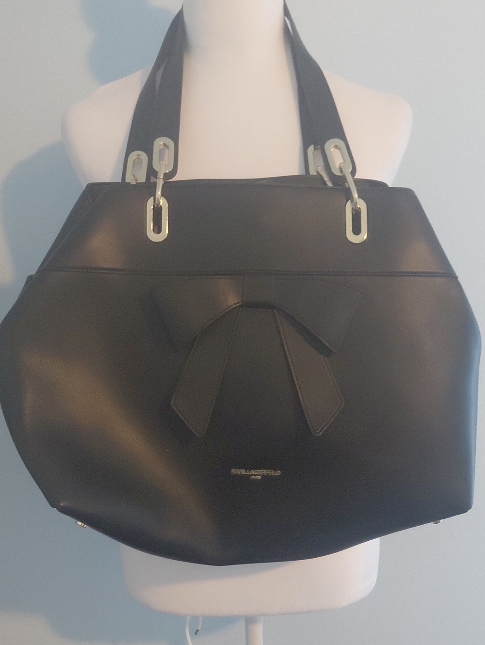 New Karl Lagerfeld Black Bow Shoulder Tote